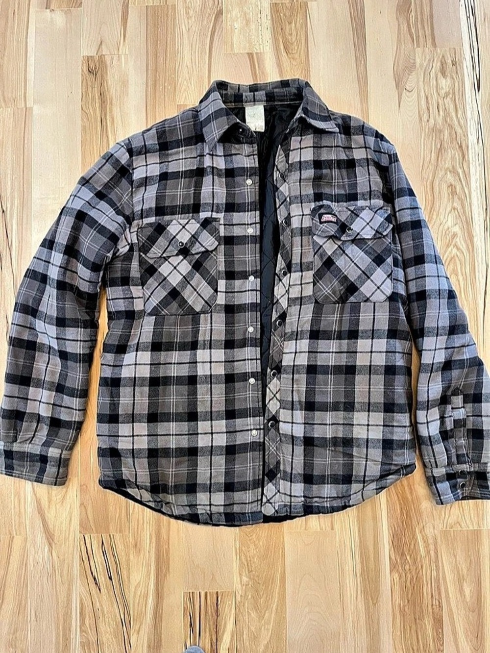 Dickies Flannel Quilted Lined Shirt Jacket Men's Gray & Black Plaid